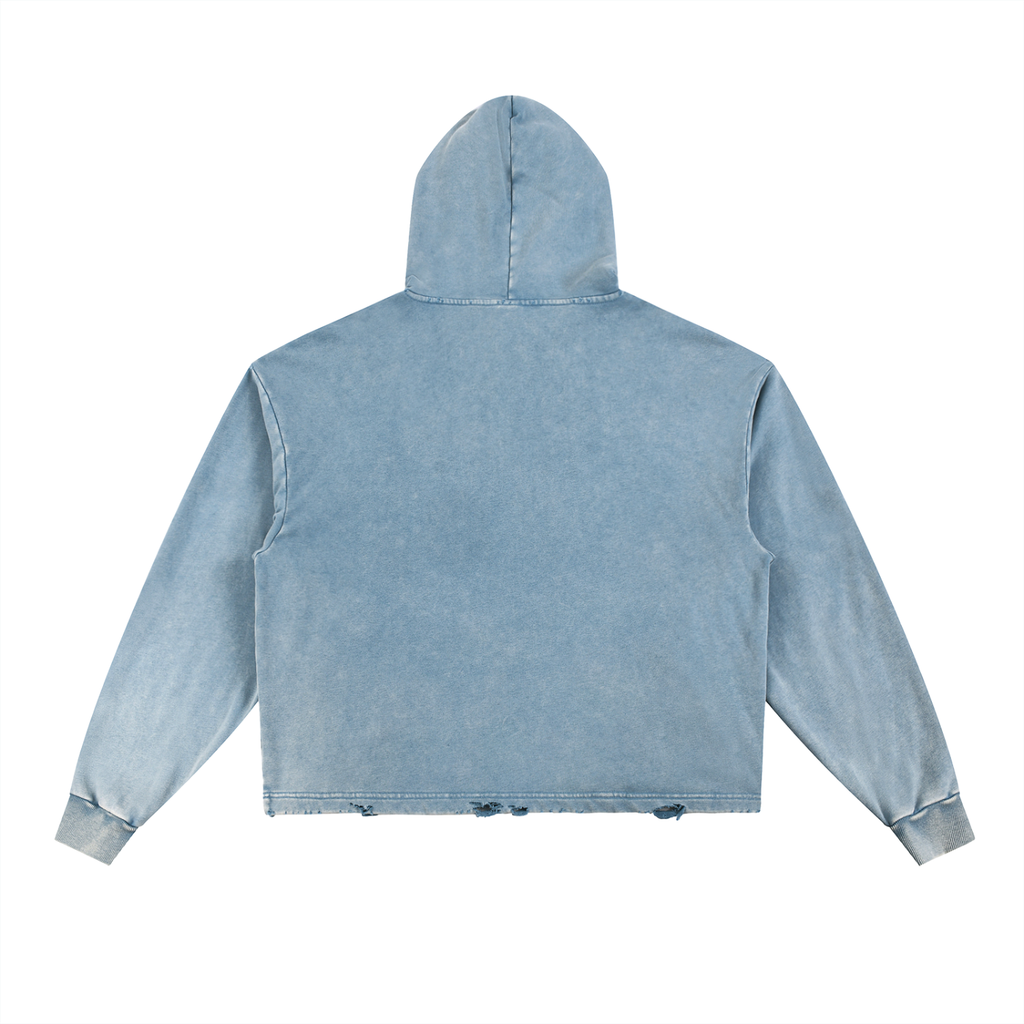Vintage Frayed-Hem Hoodie