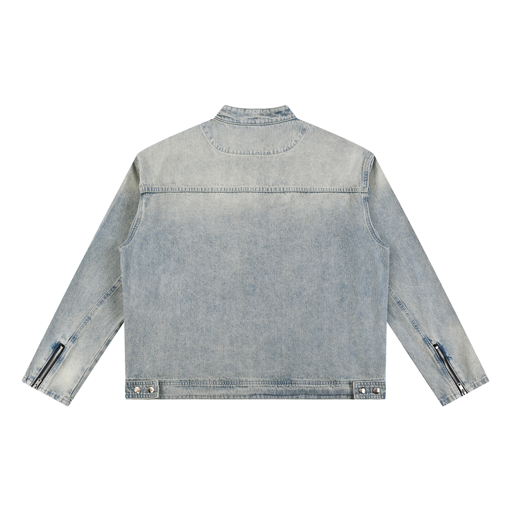 BELACII Vintage Wash Zip Denim Jacket