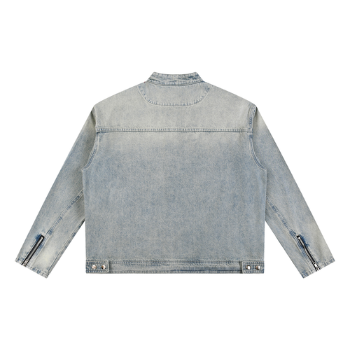 BELACII Vintage Wash Zip Denim Jacket