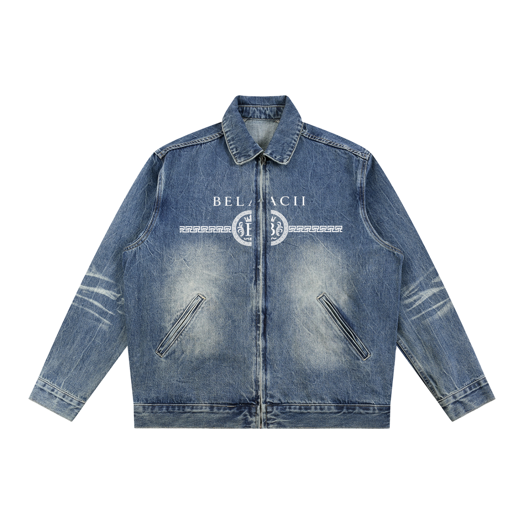 BELACII Vintage Wash Zip Up Denim Jacket