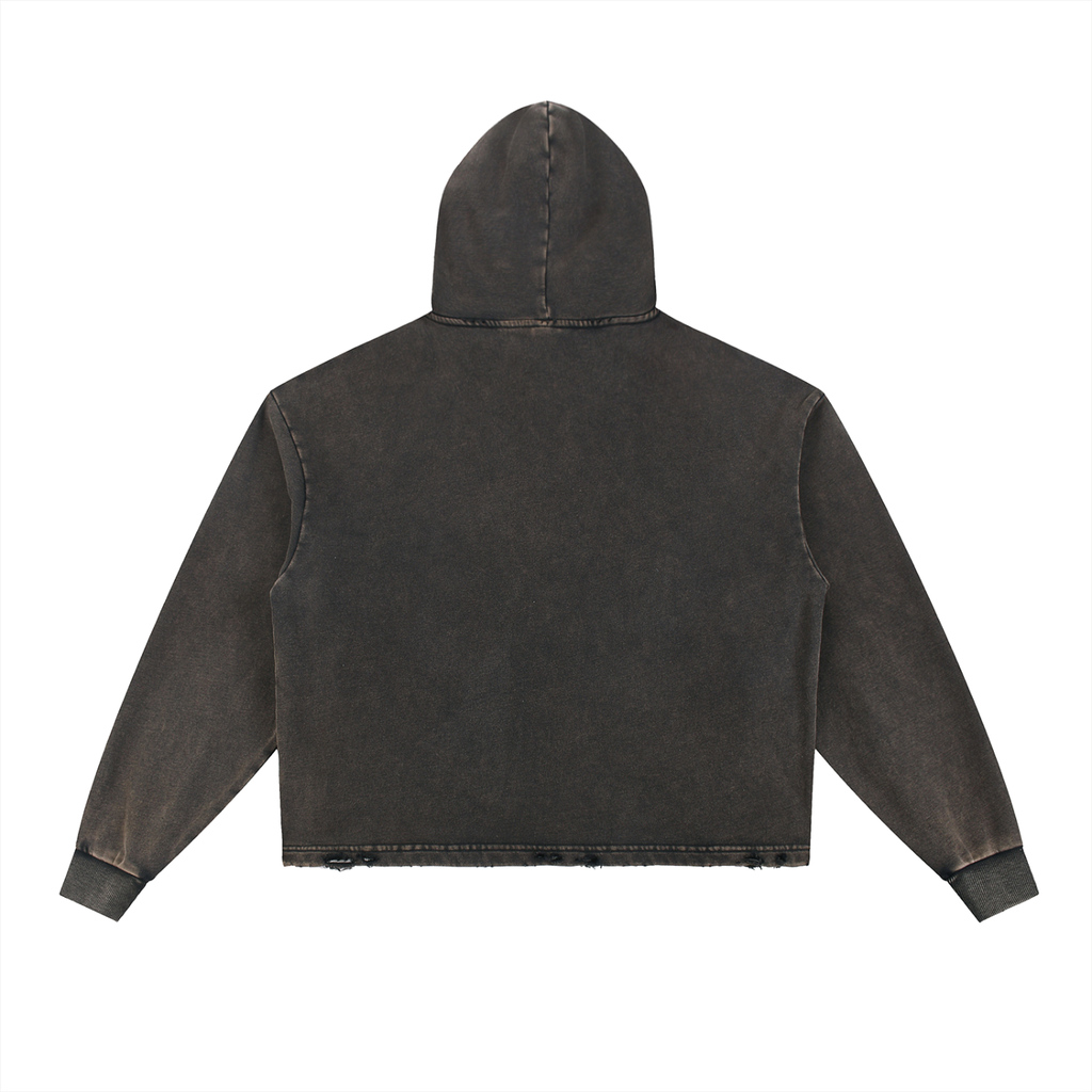 Vintage Frayed-Hem Hoodie