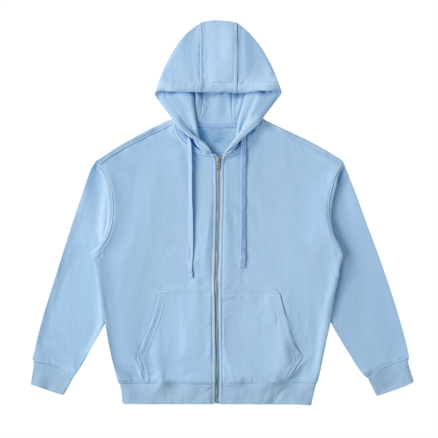Shoulder Drop Zip Up Hoodie