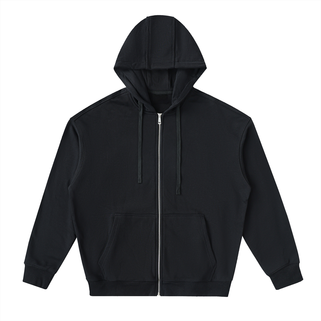 Shoulder Drop Zip Up Hoodie