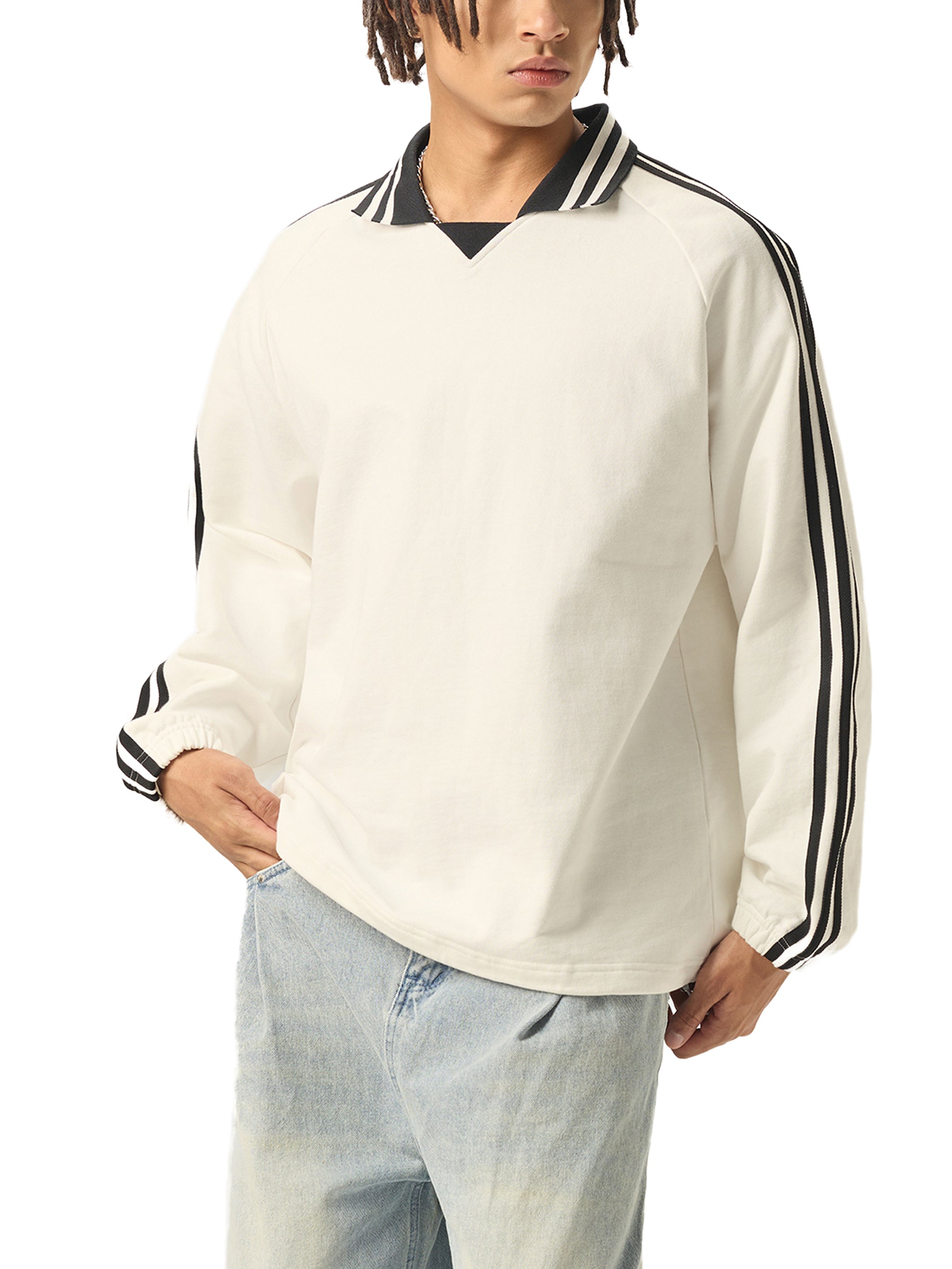 Striped Collar Sweatshirt