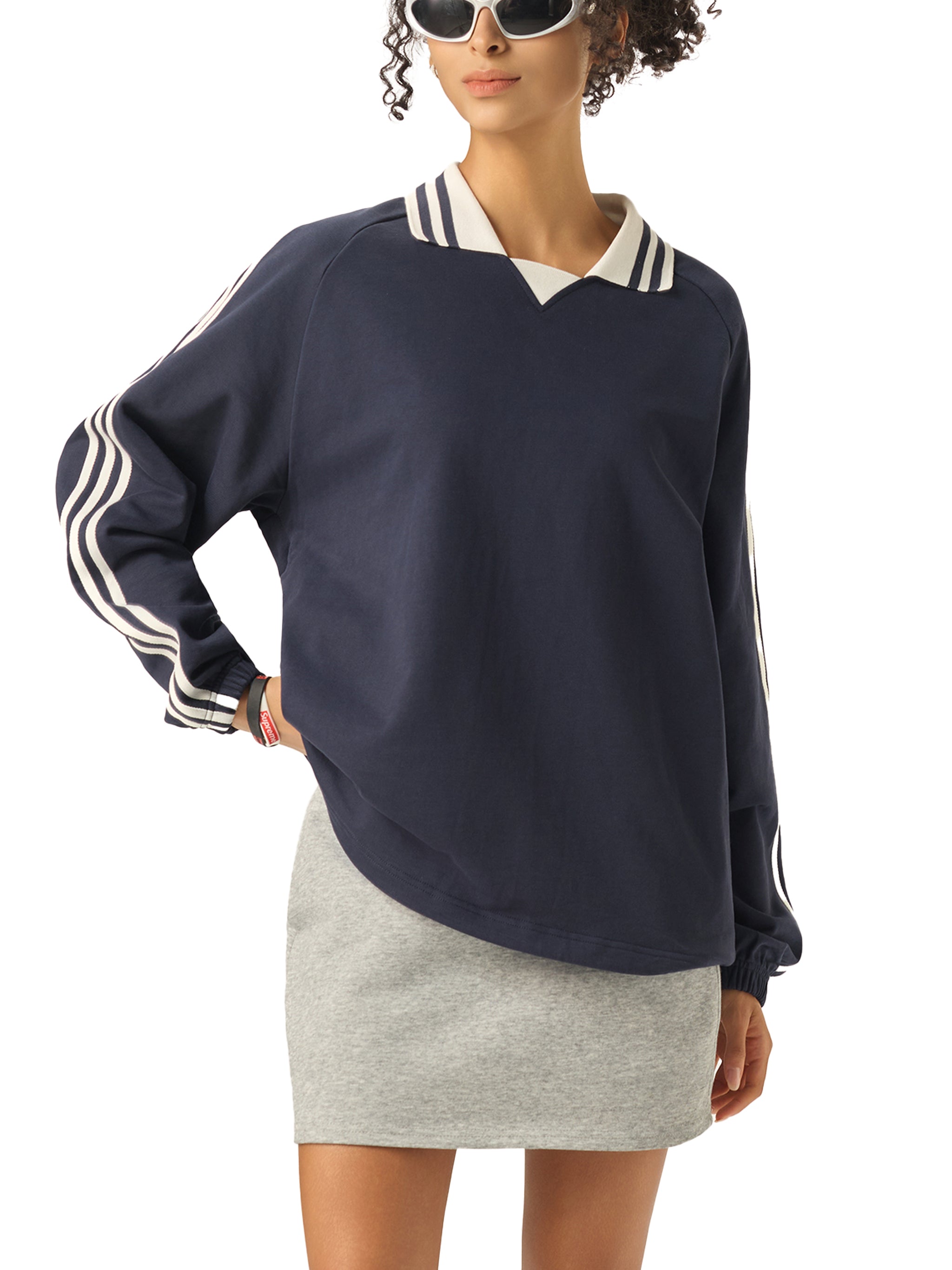 Striped Collar Sweatshirt