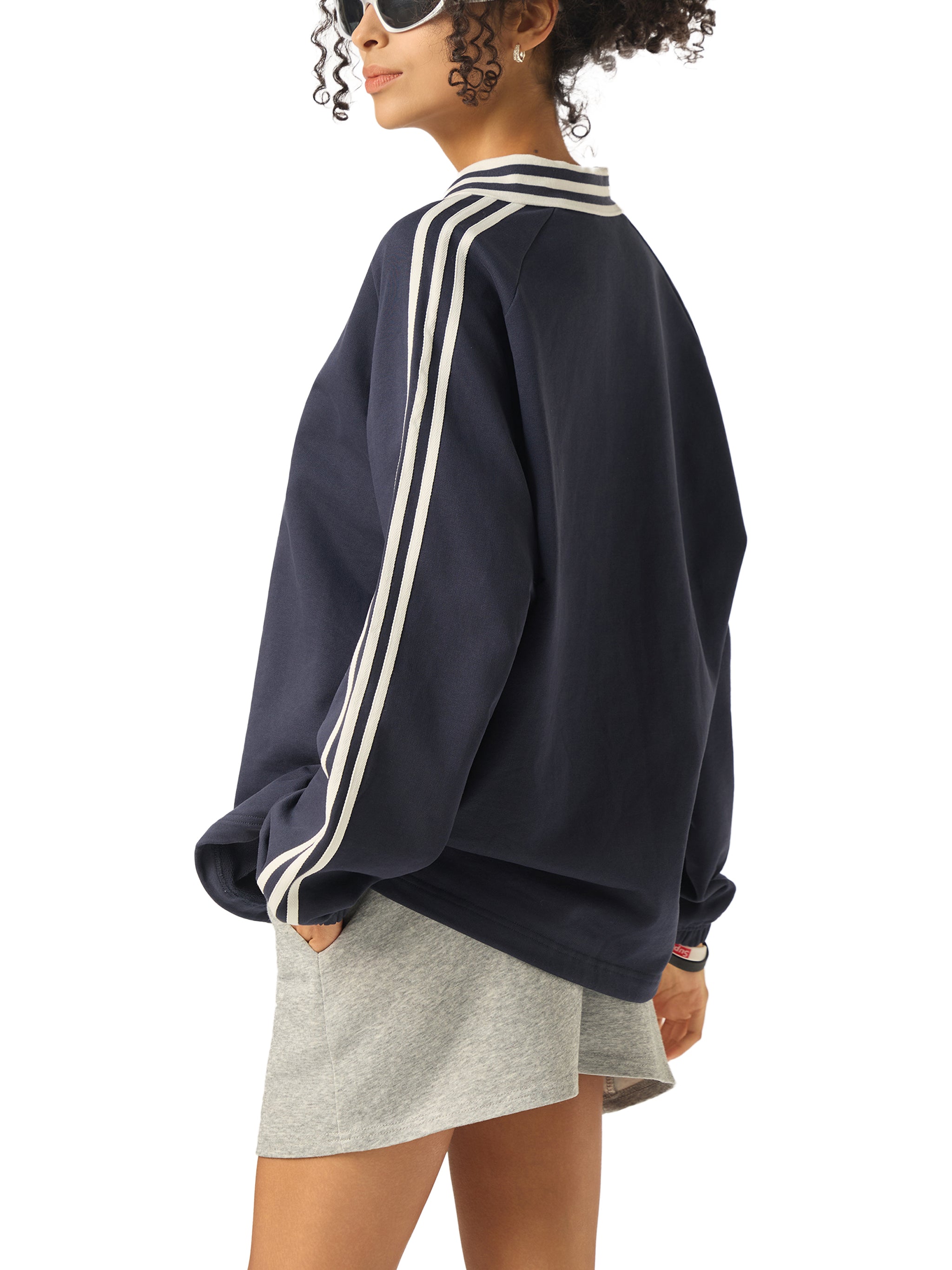 Striped Collar Sweatshirt