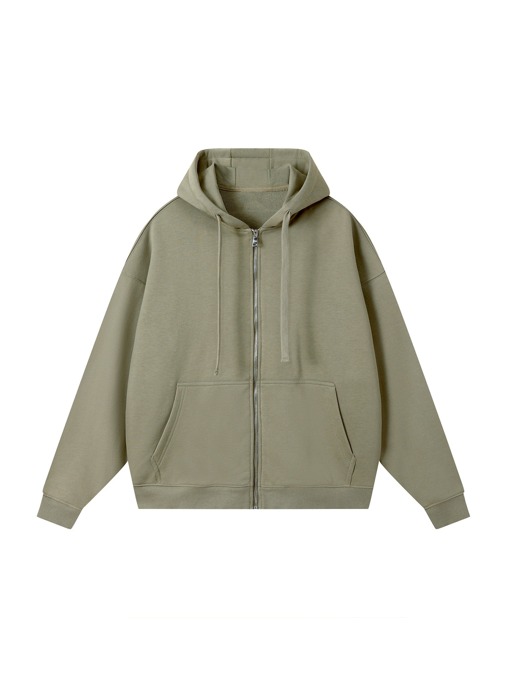 Shoulder Drop Zip Up Hoodie