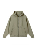 Shoulder Drop Zip Up Hoodie