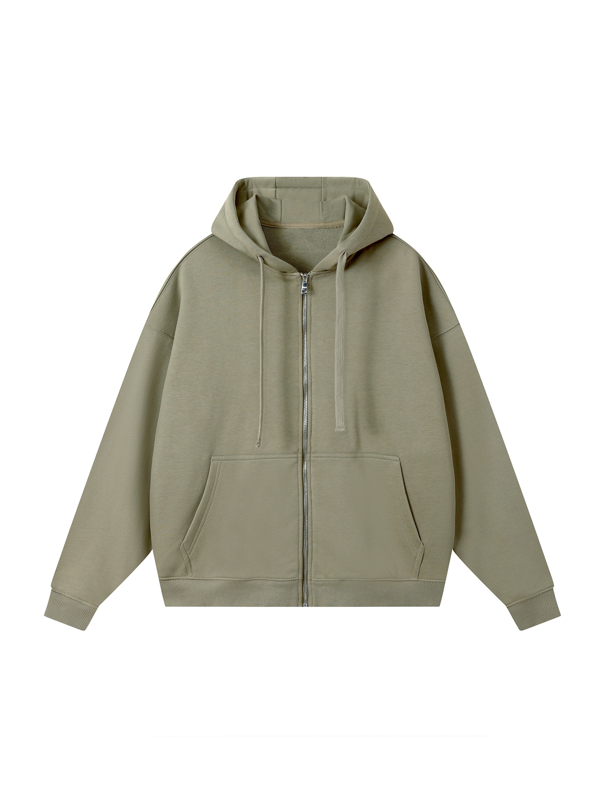 Shoulder Drop Zip Up Hoodie