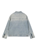 BELACII Vintage Wash Zip Denim Jacket