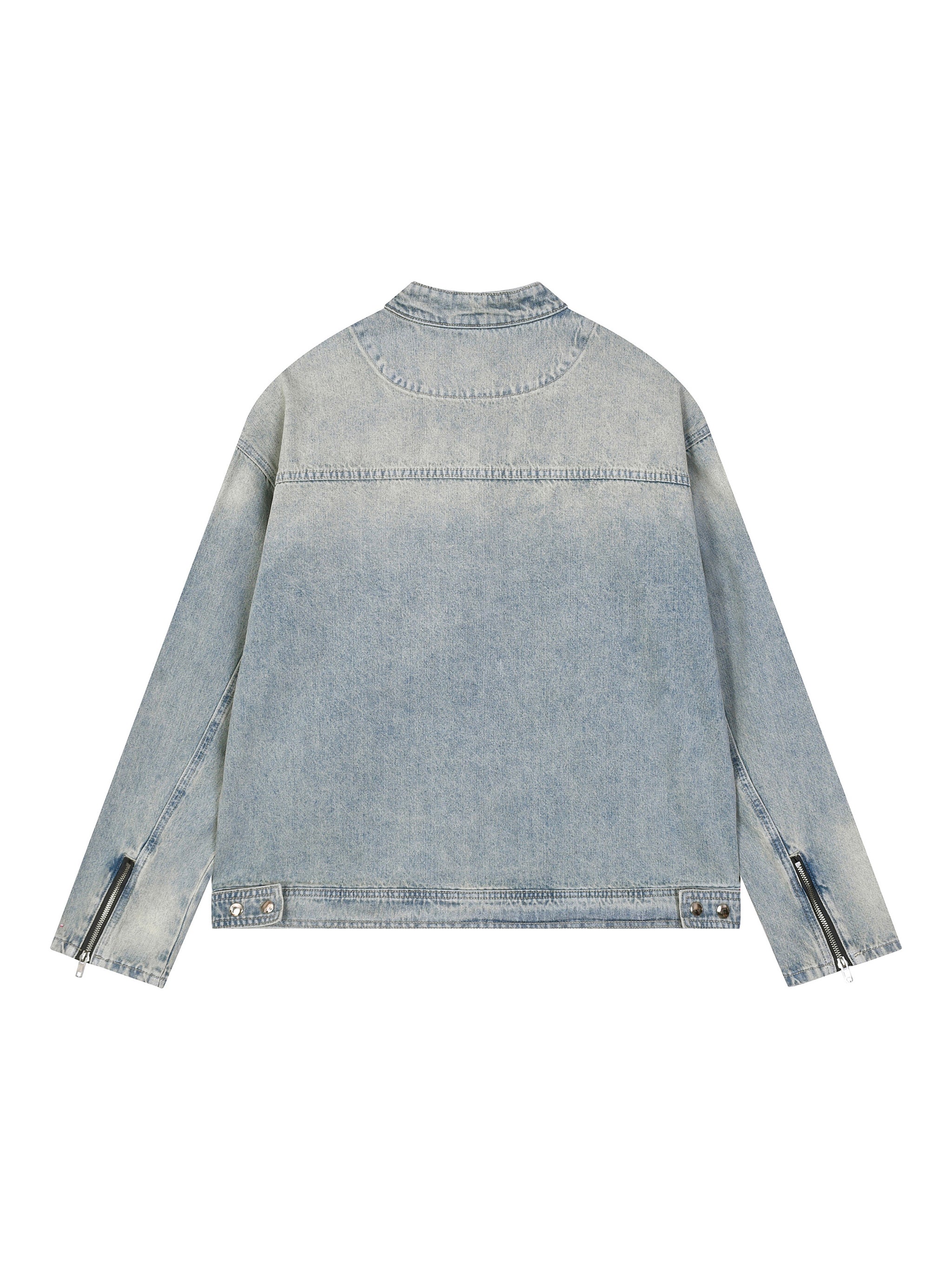 BELACII Vintage Wash Zip Denim Jacket