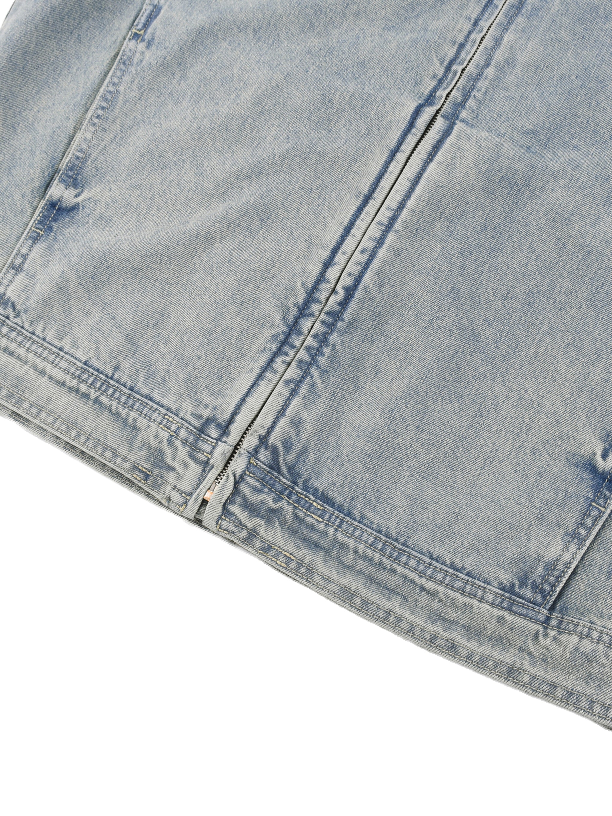 BELACII Vintage Wash Zip Denim Jacket